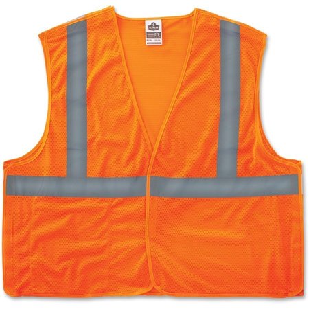 GLOWEAR Safety Vest, Class 2, Hi-Vis, Breakaway, Mesh, S/M, Orange EGO21063